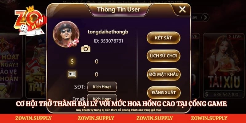 Cơ hội trở thành đại lý với mức hoa hồng cao tại cổng game